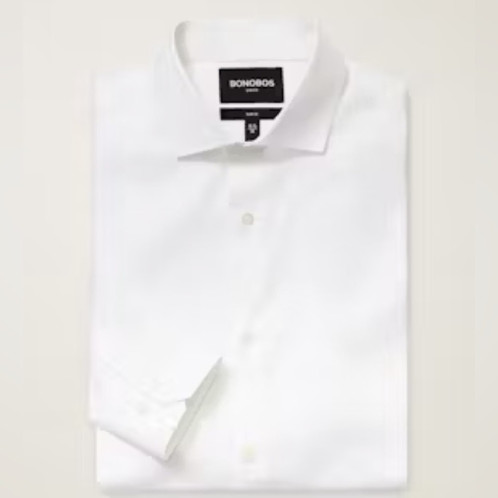 Bonobos Jetsetter Stretch Dress Shirt in Solid White 16.5” x 33”